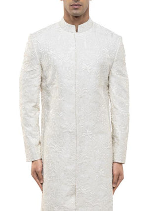 Ivory Tropical Embroidery Sherwani Set