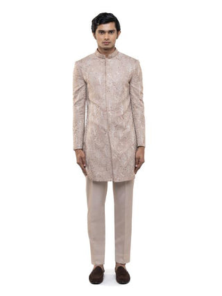 Pink Tropical Embroidery Sherwani Set