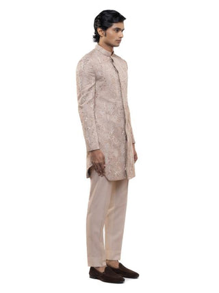 Pink Tropical Embroidery Sherwani Set