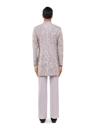 Purple Floral Embroidered Sherwani Set