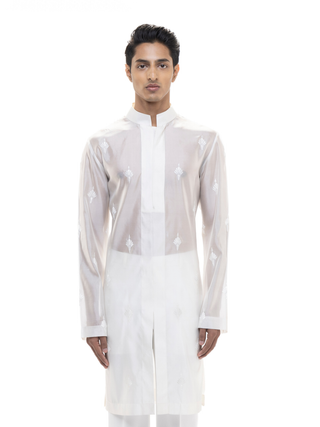 White organza translucent kurta set
