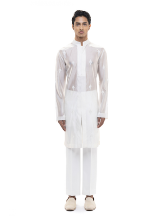 White organza translucent kurta set