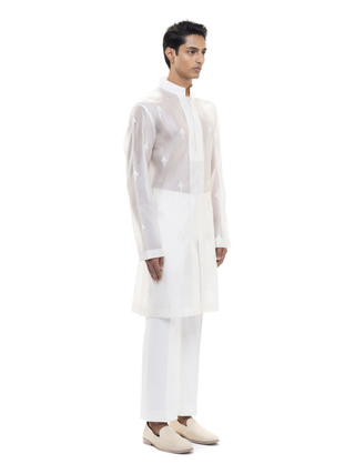 White organza translucent kurta set