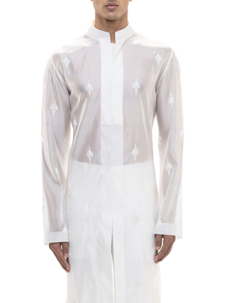 White organza translucent kurta set