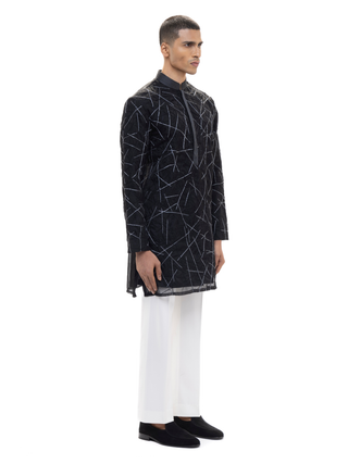 Black crushed metallic kurta set