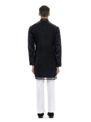 Black crushed metallic kurta set