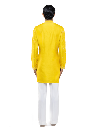 Yellow & white hand embroidery kurta set