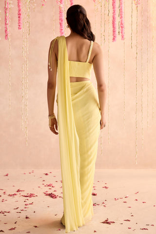 Yellow tulip under bloom concept saree