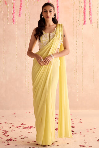 Yellow tulip under bloom concept saree
