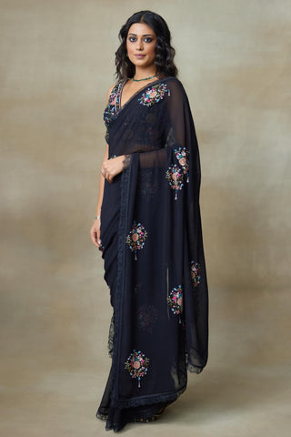Organza Saree Indian Wedding – Black Twinkle by Shasha Gaba