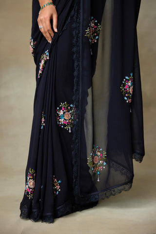 Organza Saree Indian Wedding – Black Twinkle by Shasha Gaba