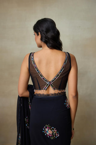 Organza Saree Indian Wedding – Black Twinkle by Shasha Gaba