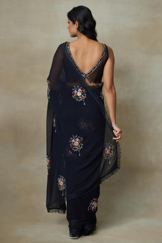 Organza Saree Indian Wedding – Black Twinkle by Shasha Gaba