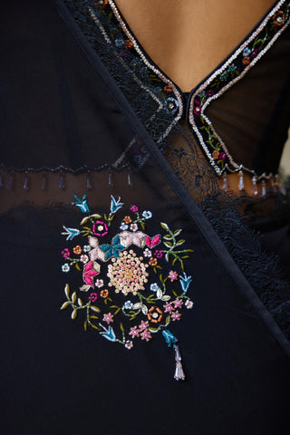 Organza Saree Indian Wedding – Black Twinkle by Shasha Gaba