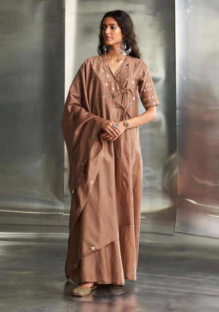 Ginger chanderi angrakha set