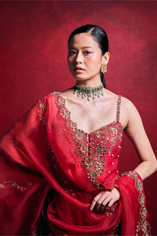 Sharara Set Indian Wedding – Red Festive Wedding Look by Tamanna Punjabi Kapoor