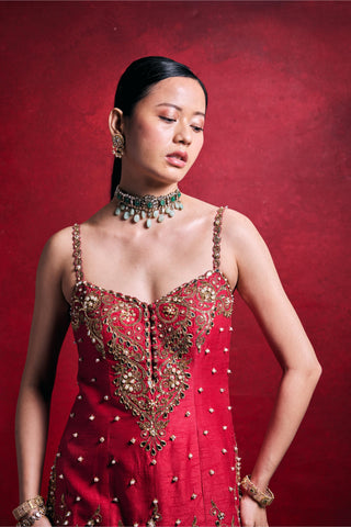 Sharara Set Indian Wedding – Red Festive Wedding Look by Tamanna Punjabi Kapoor