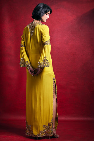 Kaftan Contemporary Wear â€“ Yellow Festive Resort Style by Tamanna Punjabi Kapoor