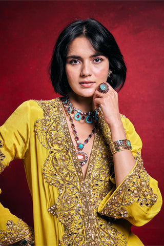 Kaftan Contemporary Wear â€“ Yellow Festive Resort Style by Tamanna Punjabi Kapoor
