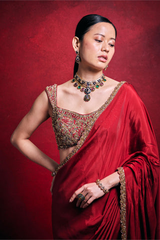 Saree Set Indian Wedding â€“ Red Festive Wedding Look by Tamanna Punjabi Kapoor