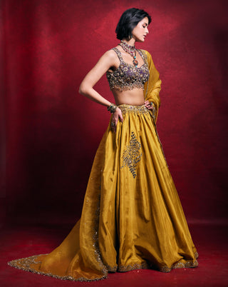 Silk Lehenga Set Indian Wedding – Yellow Festive Haldi Look by Tamanna Punjabi Kapoor
