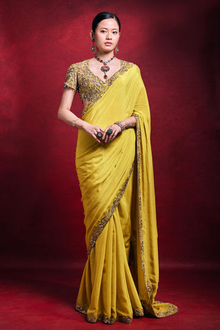 Saree Set Indian Wedding â€“ Yellow Festive Celebration Look by Tamanna Punjabi Kapoor