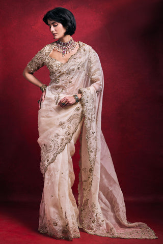 Saree Set Indian Wedding – White Elegant Festive Look by Tamanna Punjabi Kapoor