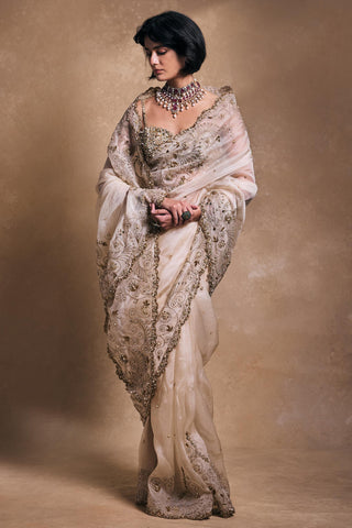 Organza Saree Indian Wedding – White Elegant Wedding Look by Tamanna Punjabi Kapoor