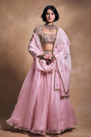 Organza Lehenga Indian Wedding – Pink Soft Wedding Style by Tamanna Punjabi Kapoor