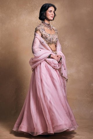 Organza Lehenga Indian Wedding – Pink Soft Wedding Style by Tamanna Punjabi Kapoor