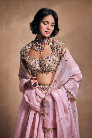 Organza Lehenga Indian Wedding – Pink Soft Wedding Style by Tamanna Punjabi Kapoor