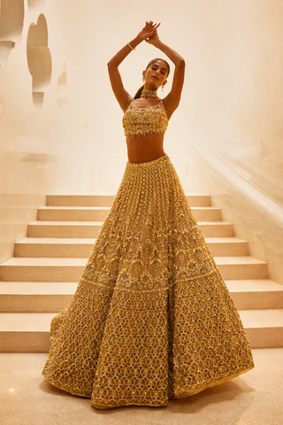 Lehenga set Indian Wedding Beige Luxe by Tamanna Punjabi Kapoor