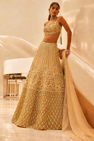 Lehenga set Indian Wedding Beige Luxe by Tamanna Punjabi Kapoor
