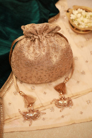 Gold tarang cutwork potli