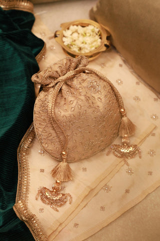 Gold tarang cutwork potli