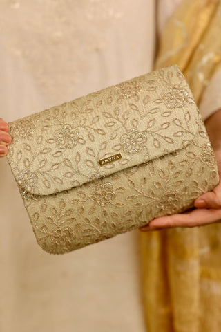 Light gold tarang flapover bag