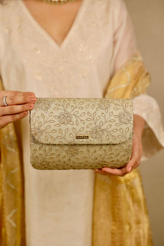 Light gold tarang flapover bag