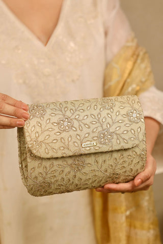 Light gold tarang flapover bag