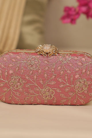 Pink tarang cutwork capsule clutch