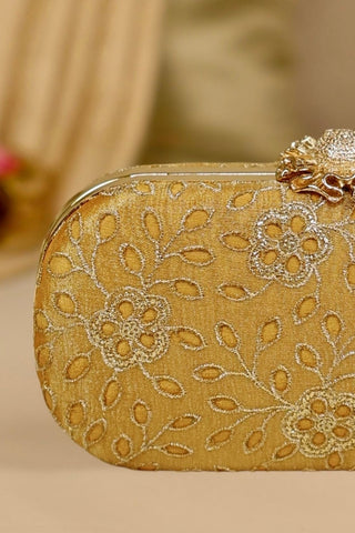 Yellow tarang cutwork capsule clutch