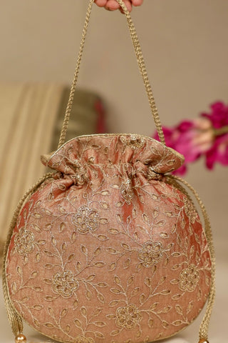 Pink tarang cutwork potli