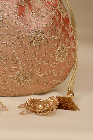 Pink tarang cutwork potli