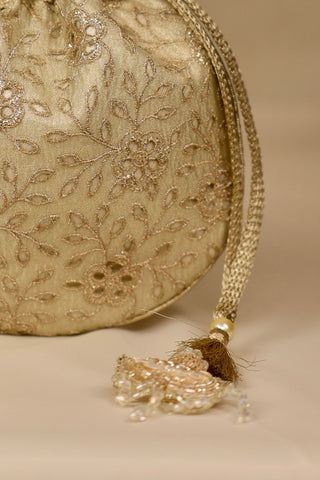 Light gold tarang cutwork potli