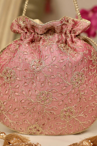 Pink tarang cutwork potli