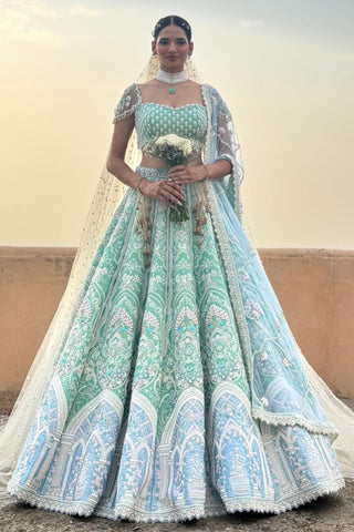 Green elysian gate moonlight lehenga set