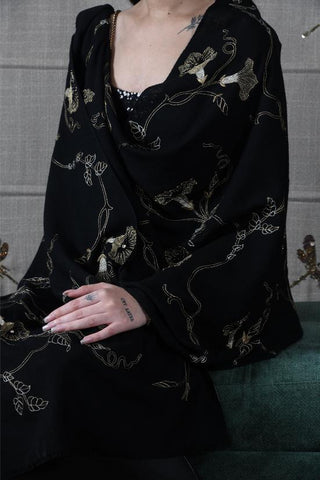 Stole Contemporary Wear - Black Midnight Aurelia Fine Merino by Mauli