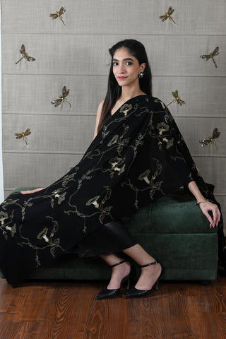 Stole Contemporary Wear - Black Midnight Aurelia Fine Merino by Mauli
