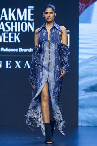 Dress Contemporary Wear - Blue triple denim panelled by Essé