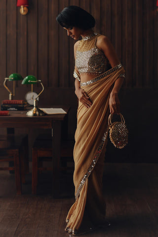 Embellished saree for Indian Wedding – Golden Haze by 29india