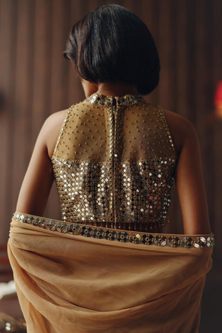 Embellished saree for Indian Wedding – Golden Haze by 29india